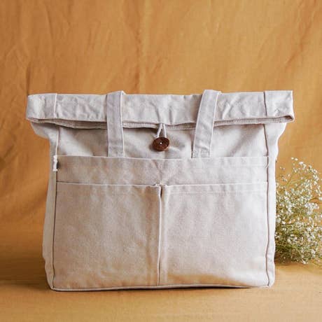 Natural cotton bag with coco button- design 2