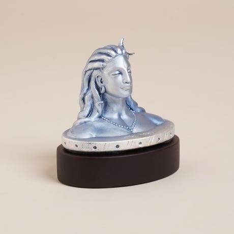 Pure Silver (999) Adiyogi Miniature - 1.5 inch (Blue Toned Matte)