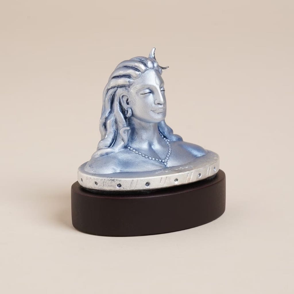 Pure Silver (999) Adiyogi Miniature - 2 inch (Blue Toned Matte)