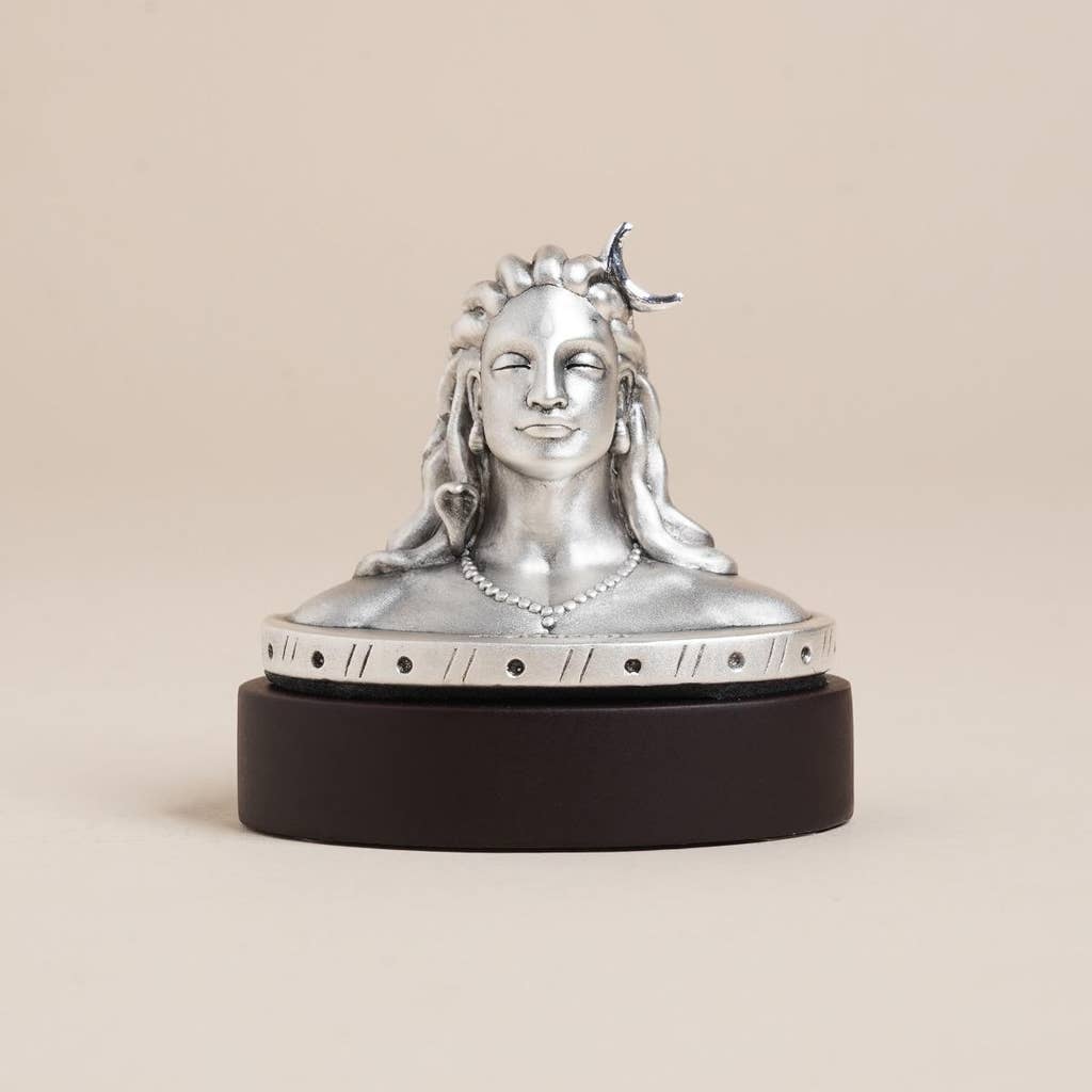 Pure Silver (999) Adiyogi Miniature - 1.5 inch (Matte Antique)