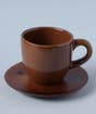 Chocolate Brown Ceramic Mug with Wooden Coaster