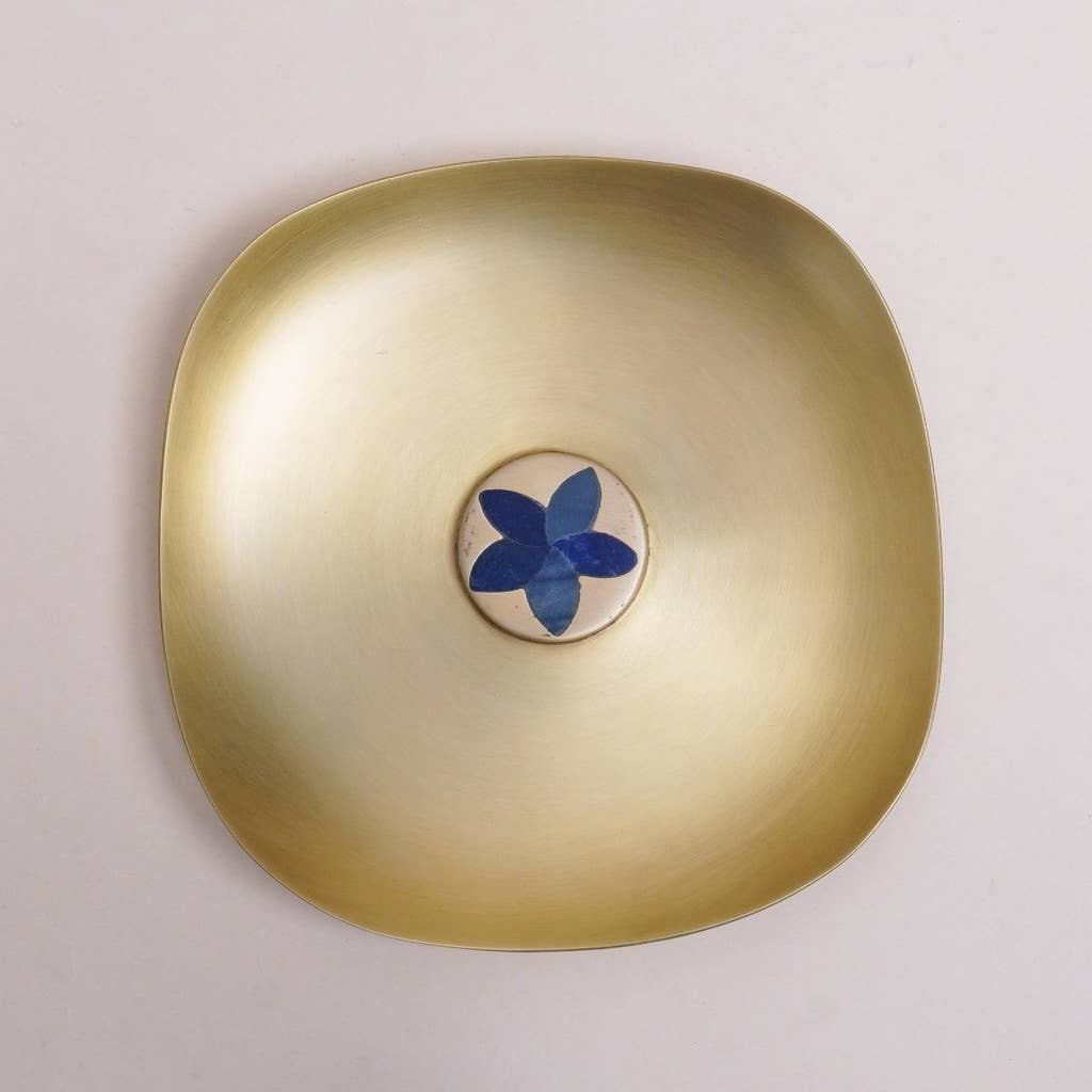 Flowers of isha -Stone emebedded decorative brass bowl - blossom