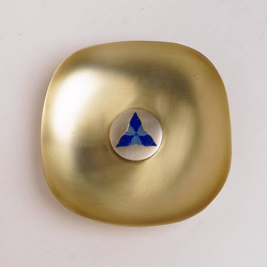 Flowers of isha -Stone emebedded decorative brass bowl - flowers on the path