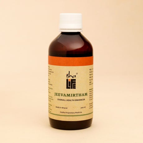 Jeevamirtham (200 ml). Isha’s unique Siddha formulation. Helps boost immunity.