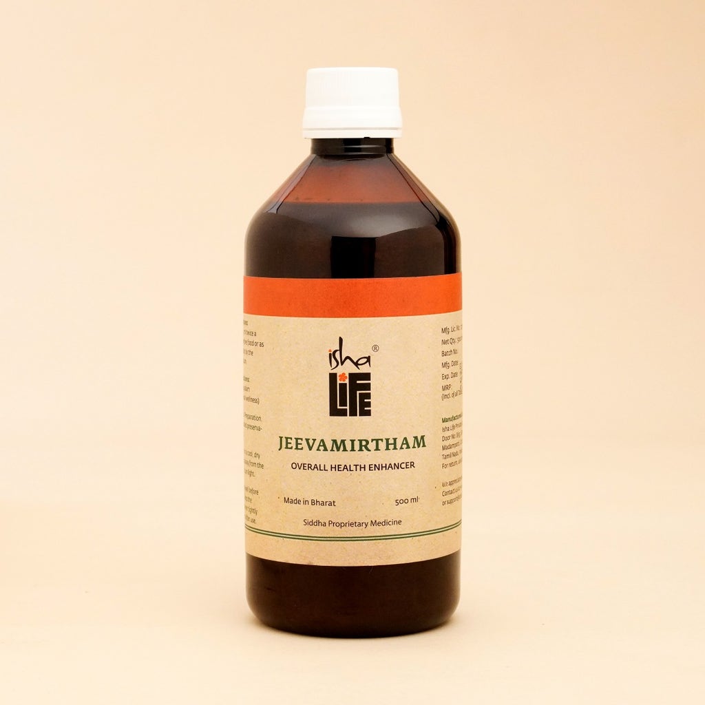 Jeevamirtham (500 ml). Isha’s unique Siddha formulation. Helps boost immunity.