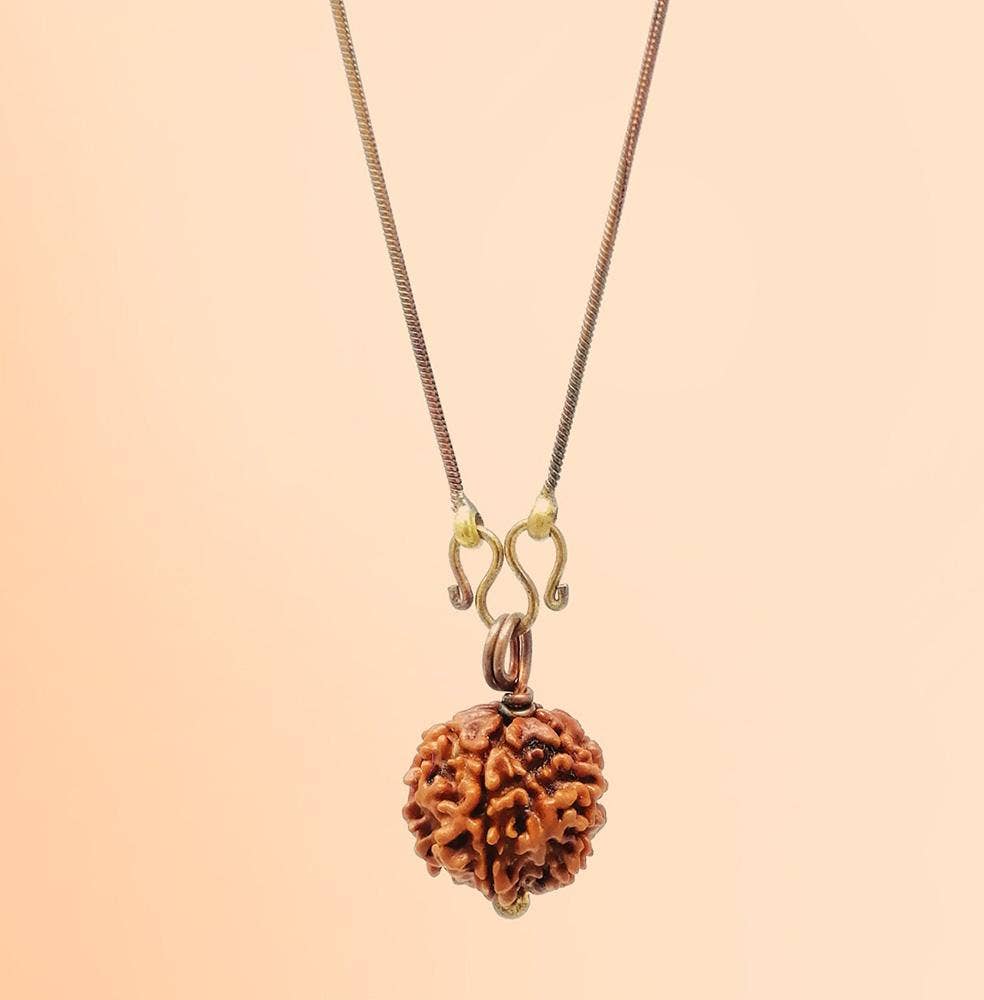 Adiyogi Rudraksha with copper chain. Consecrated Isha Panchamukhi (five faced) Rudraksha bead.
