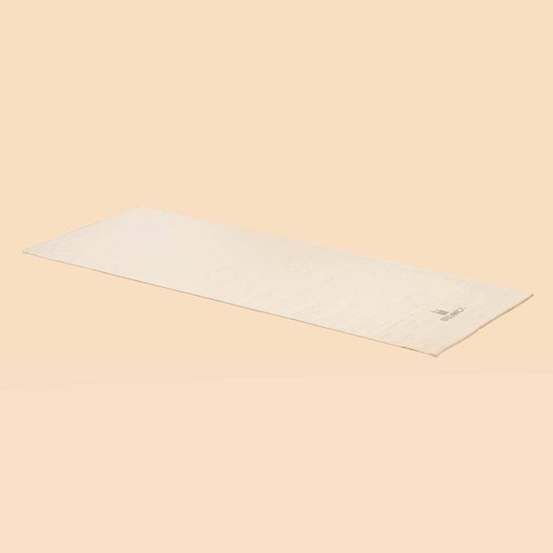 Handwoven organic cotton rug yoga mat.  Undyed. Eco-friendly. Washable. GOTS certified.