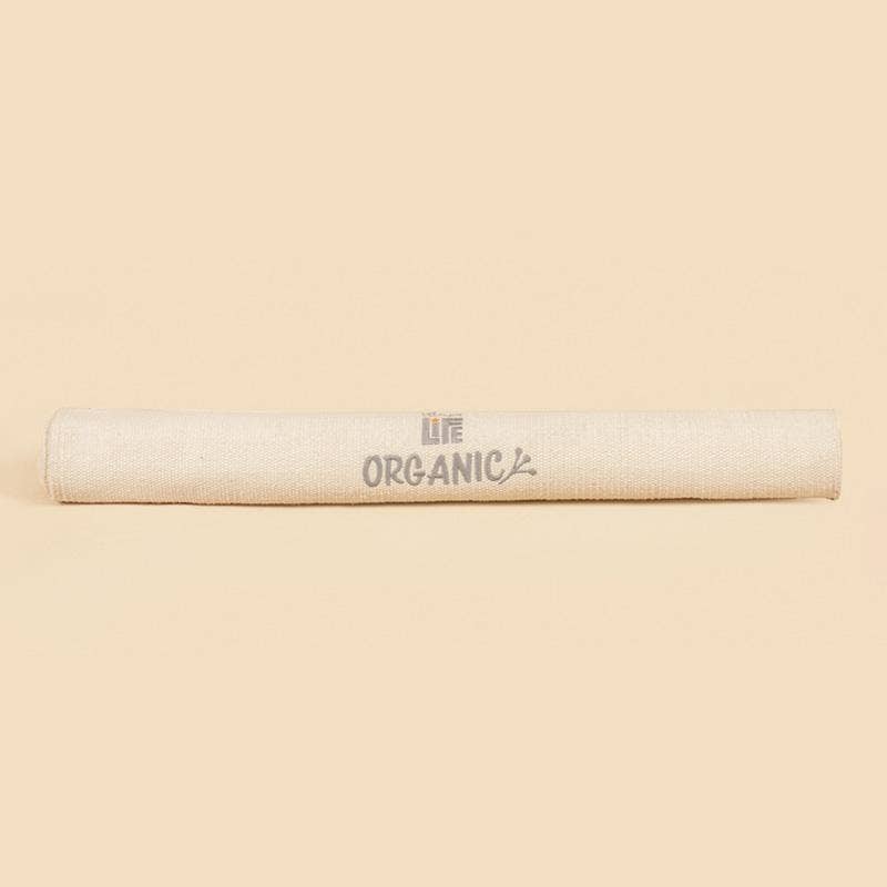 Handwoven organic cotton rug yoga mat.  Undyed. Eco-friendly. Washable. GOTS certified.