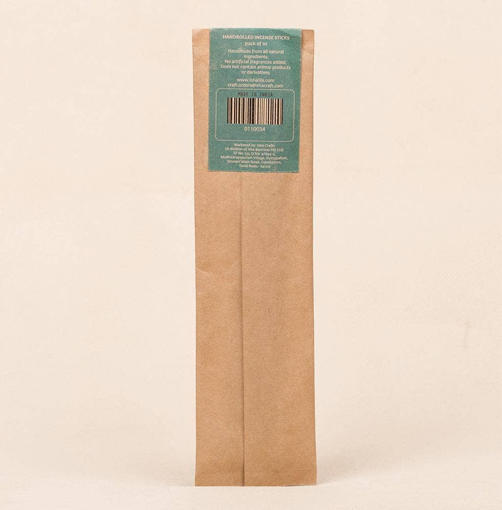 Hand rolled Bergamot Incense/Agarbatti (Pack of 10 sticks). Chemical and toxin free. Natural herbs, roots & essential oils.