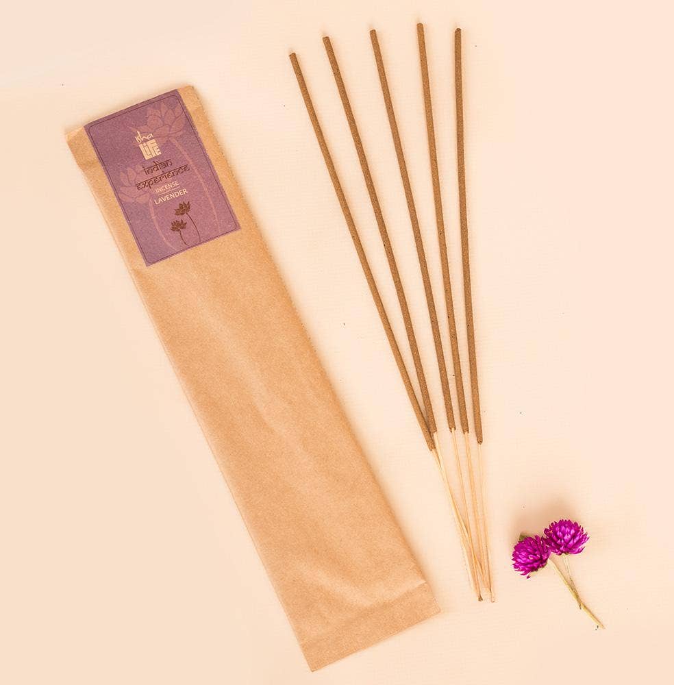 Hand rolled Lavender Incense/Agarbatti (Pack of 10 Sticks). Chemical and toxin free. Ethically sourced. Natural herbs, roots & essential Oils. Long-lasting fragrance.