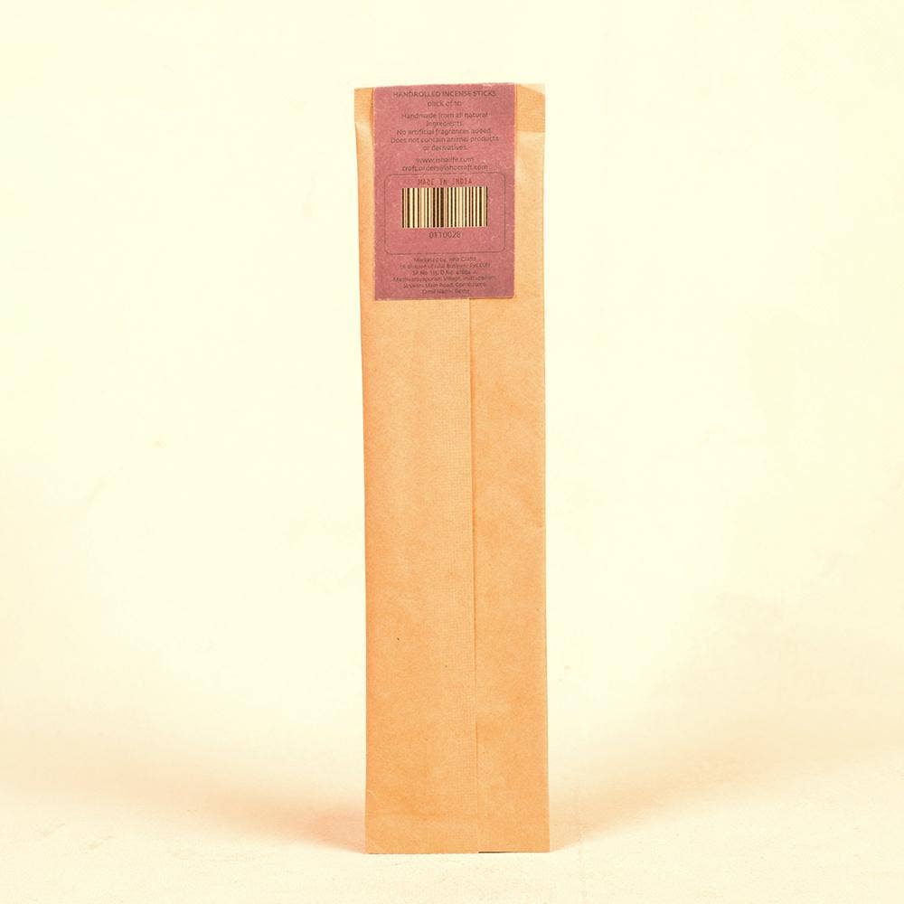 Hand rolled Lotus Incense/Agarbatti (Pack of 10 Sticks). Chemical and toxin free. Ethically sourced. Natural herbs, roots & essential oils. Long-lasting fragrance.