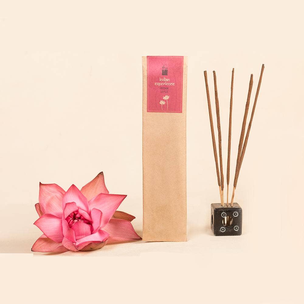 Hand rolled Lotus Incense/Agarbatti (Pack of 10 Sticks). Chemical and toxin free. Ethically sourced. Natural herbs, roots & essential oils. Long-lasting fragrance.