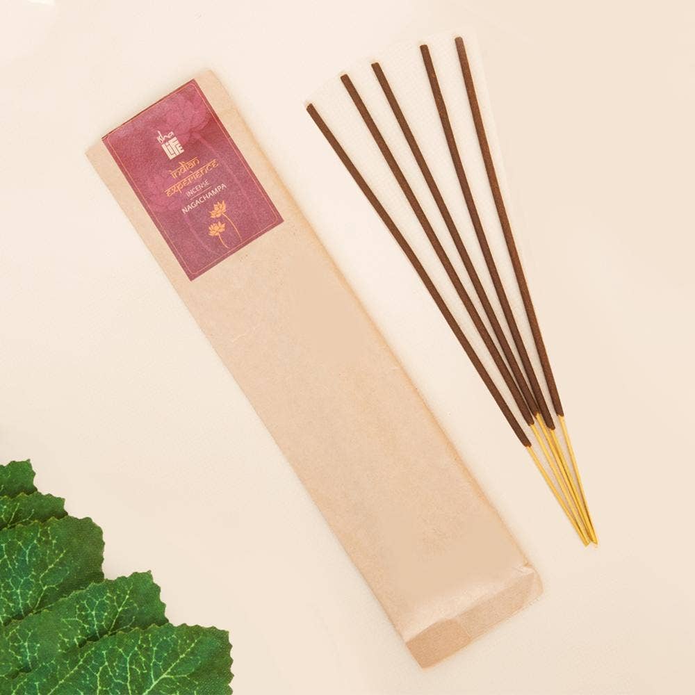Hand rolled pure Nagachampa incense/agarbatti (Pack of 10 sticks). Chemical and toxin free. Ethically sourced. Natural herbs, roots & essential oils. 