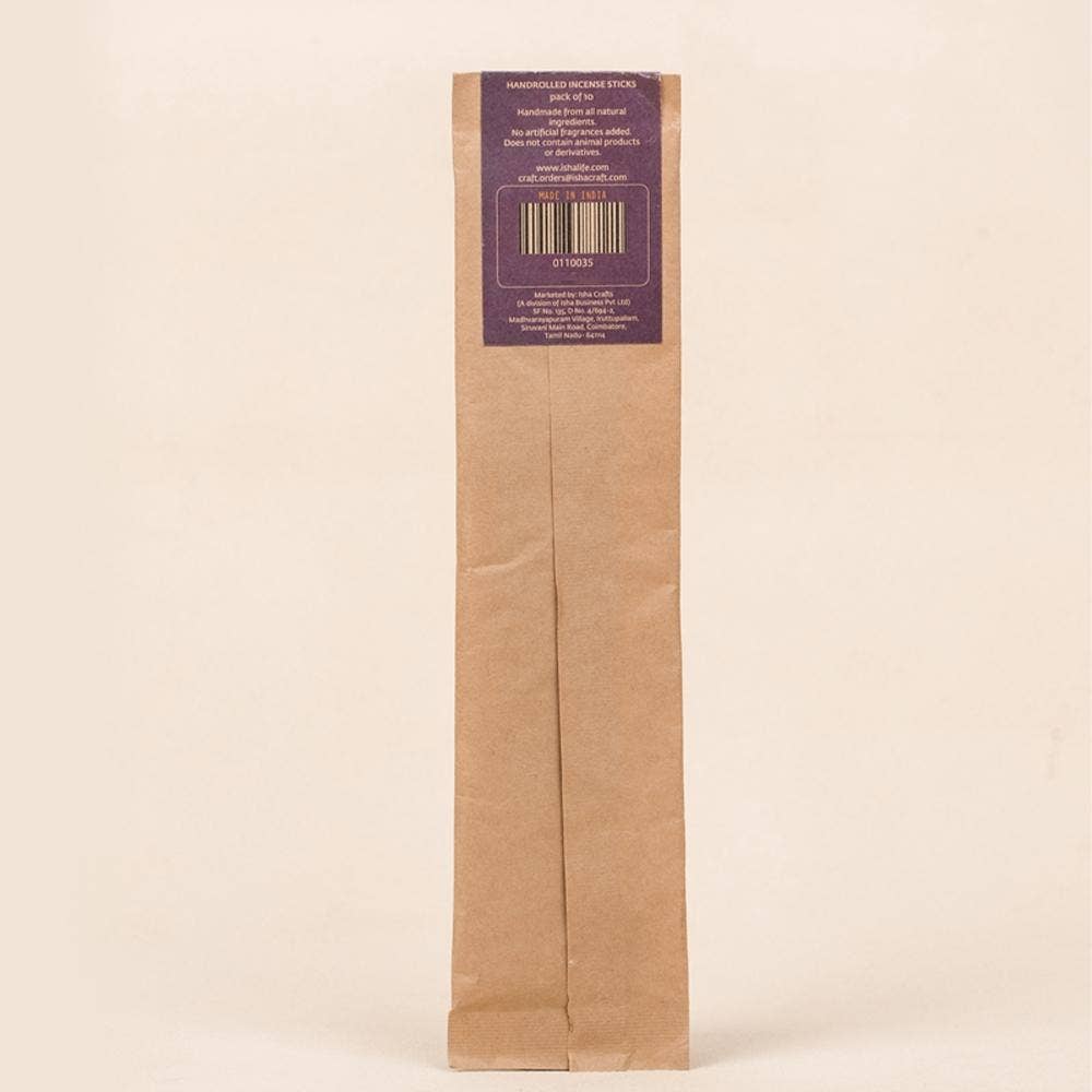 Hand rolled Patchouli Incense/Agarbatti (Pack of 10 sticks). Chemical and toxin free. Ethically sourced. Natural herbs, roots & essential oils.
