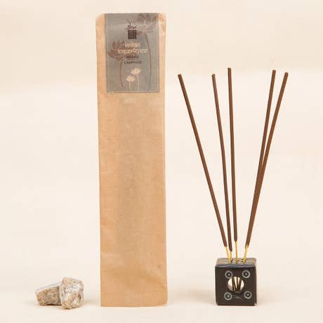 Hand rolled pure Camphor masala Incense/Agarbatti. Chemical and toxin free. Ethically sourced. Natural herbs, roots & essential oils. Pack of 10 sticks