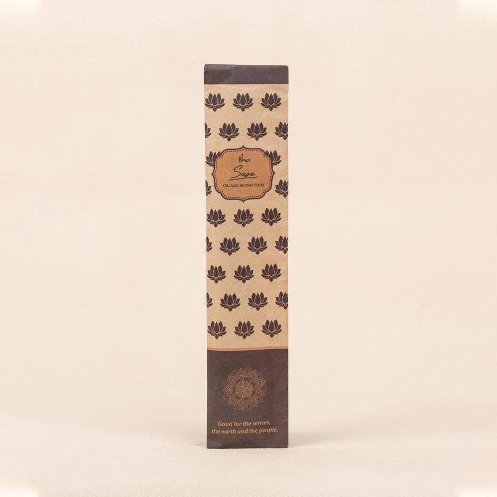 Hand rolled Sage Incense/Agarbatti (Pack of 10 sticks). Chemical and toxin free. Ethically sourced. Natural herbs, roots & essential Oils. Long-lasting fragrance