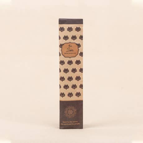 Hand rolled Sage Incense/Agarbatti (Pack of 10 sticks). Chemical and toxin free. Ethically sourced. Natural herbs, roots & essential Oils. Long-lasting fragrance