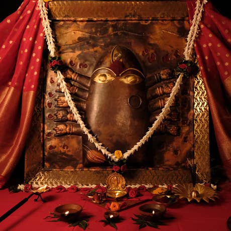 Linga Bhairavi Mukha. Handcrafted copper form. Energized in the abode of Devi at the Velliangiri Foothills