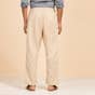 Beige Organic Cotton Relaxed Fit Pants for Men