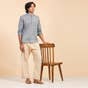 Beige Organic Cotton Relaxed Fit Pants for Men