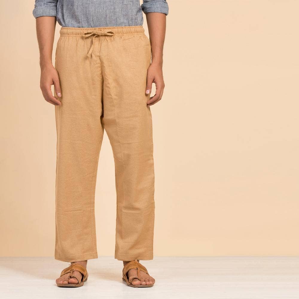 Khaki Organic Cotton Relaxed Fit Pants for Men