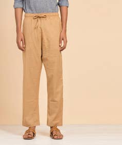 Khaki Organic Cotton Relaxed Fit Pants for Men