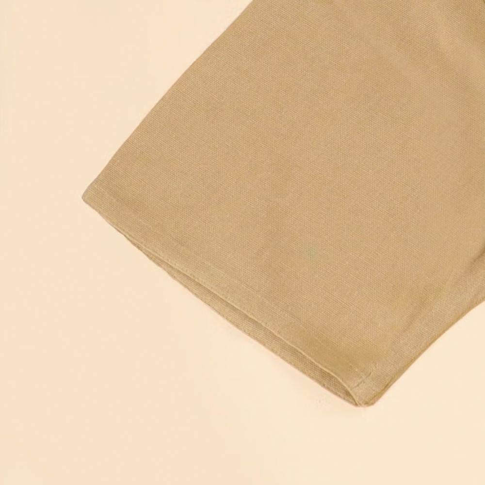 Men’s 100% organic cotton kurta with embroidered (Beige) "Aum". Short sleeved short kurta. Relaxed fit.