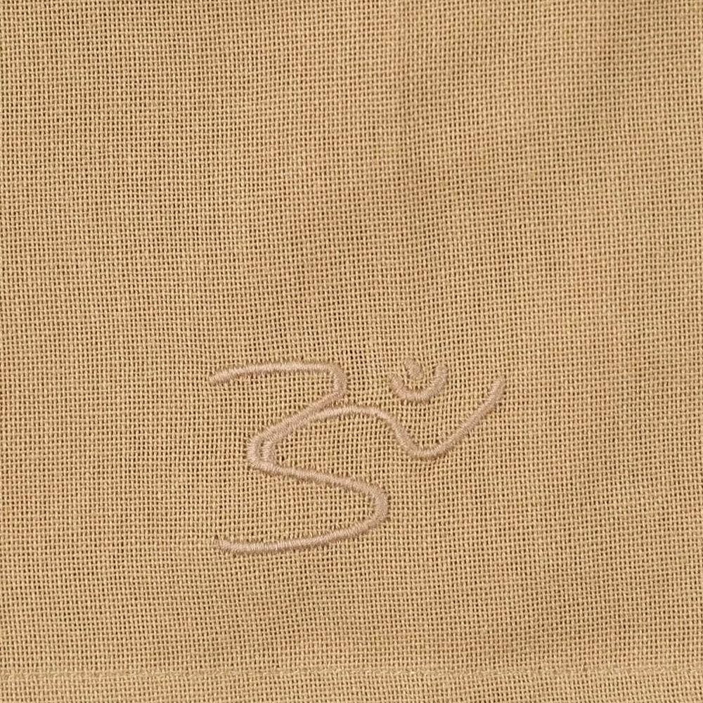 Men’s 100% organic cotton kurta with embroidered (Beige) "Aum". Short sleeved short kurta. Relaxed fit.