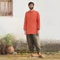Rust Aum Organic Cotton Long Sleeve Kurta for Men