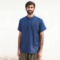 Indigo Aum Organic Cotton Short Sleeve Kurta for Men 