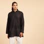 Hemp Long Sleeve Kurta for Men, Black