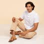 Hemp Short Sleeve Kurta for Men, White