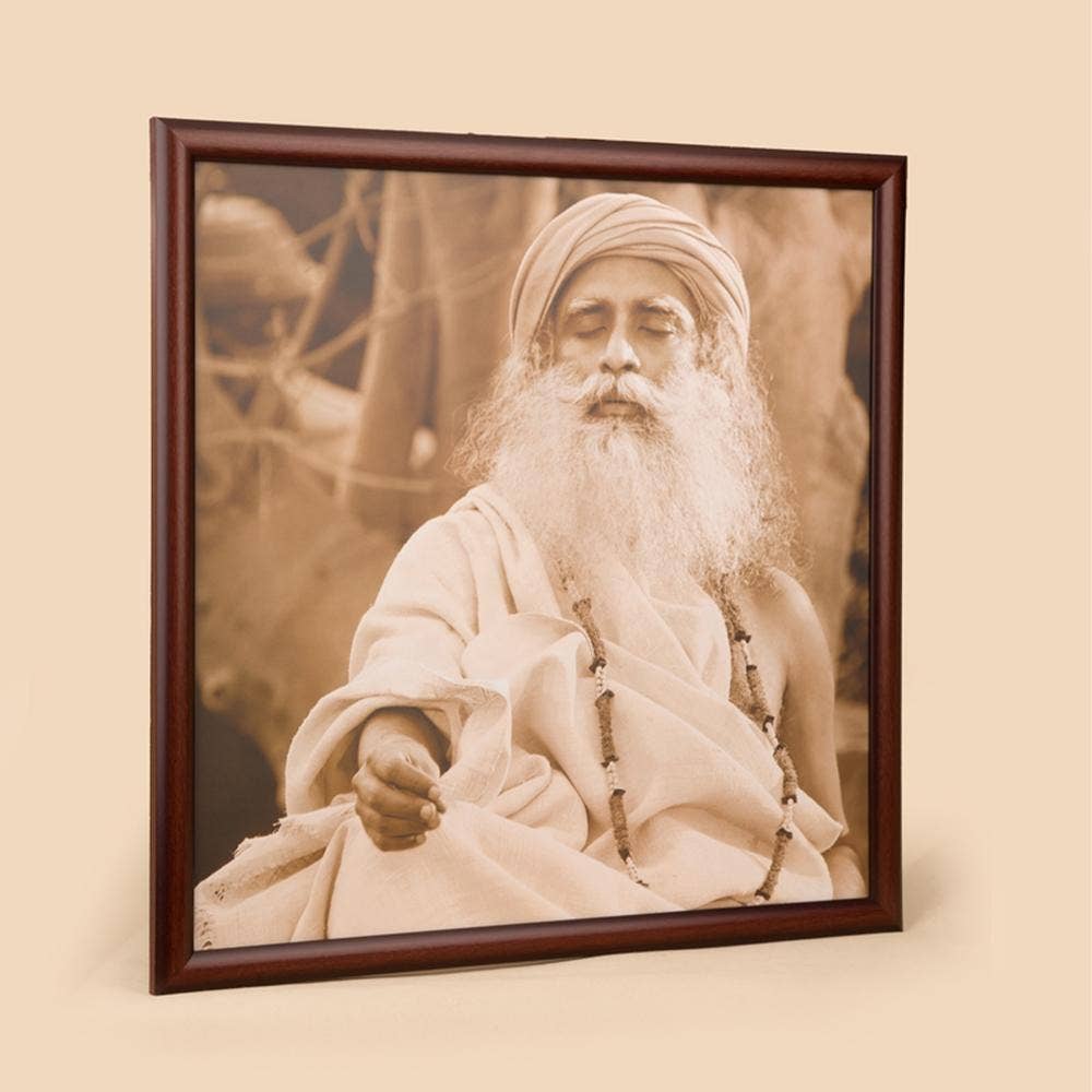 Sadhguru Photo (20x20). Wooden Finish.