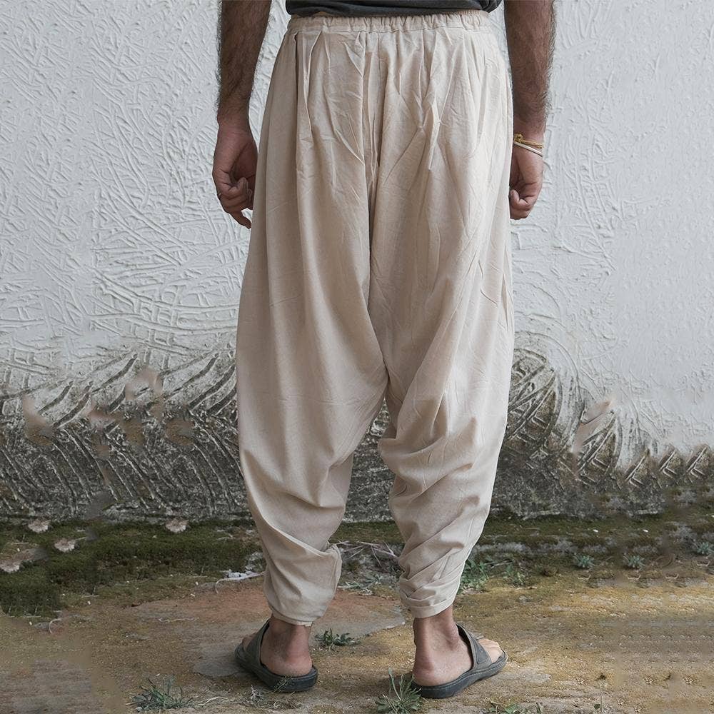 Isha’s signature. Ready to wear Unisex Dhoti Pants (Beige) / Panchakacham. Organic cotton. Easy to pull on. Versatile. Comfortable for both casual and formal wear. 