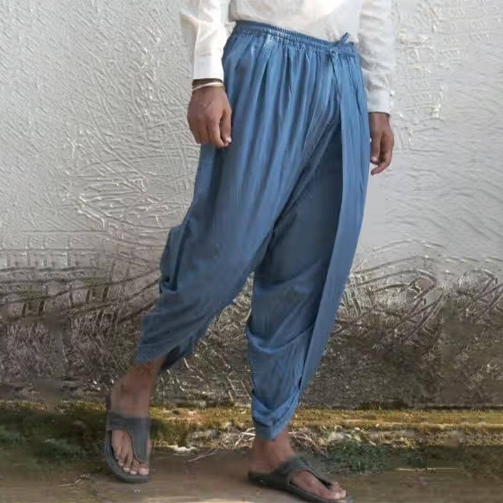 Isha’s signature. Ready to wear Unisex Dhoti Pants (Indigo) / Panchakacham. Easy to pull on. Versatile. Comfortable for both casual and formal wear.