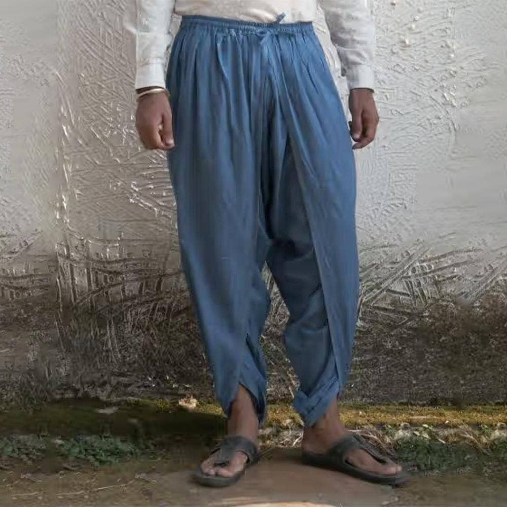 Isha’s signature. Ready to wear Unisex Dhoti Pants (Indigo) / Panchakacham. Easy to pull on. Versatile. Comfortable for both casual and formal wear.