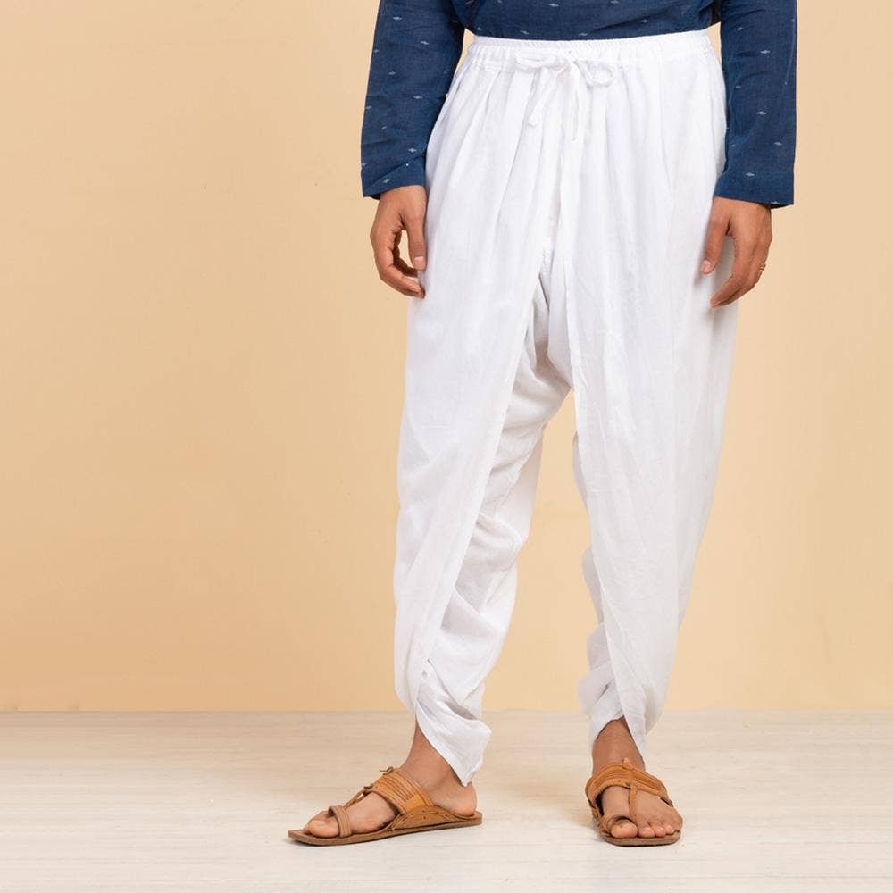 White Organic Cotton Unisex Dhoti Pants