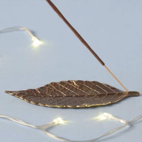 Elm Leaf Brass Incense Holder