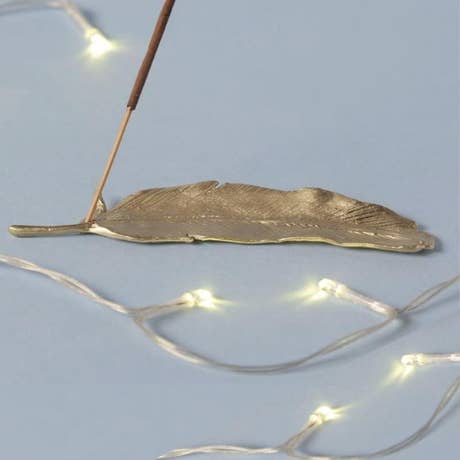 Feather Brass Incense Holder