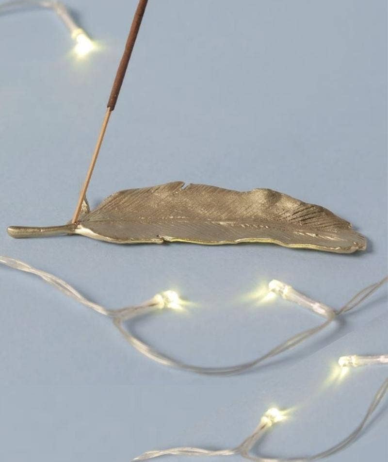 Feather Brass Incense Holder
