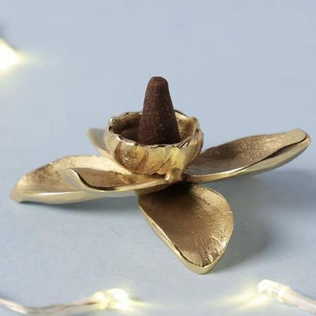 Orchid Brass Incense Holder