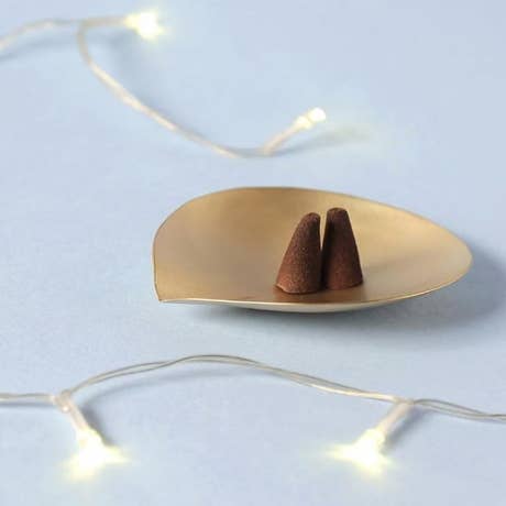 Lotus Leaf Brass Incense Holder