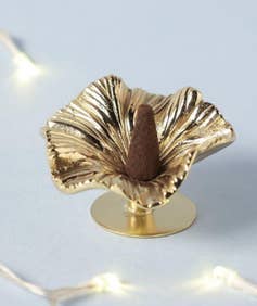 Hibiscus Flower Brass Incense Holder