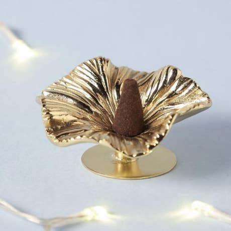 Hibiscus Flower Brass Incense Holder
