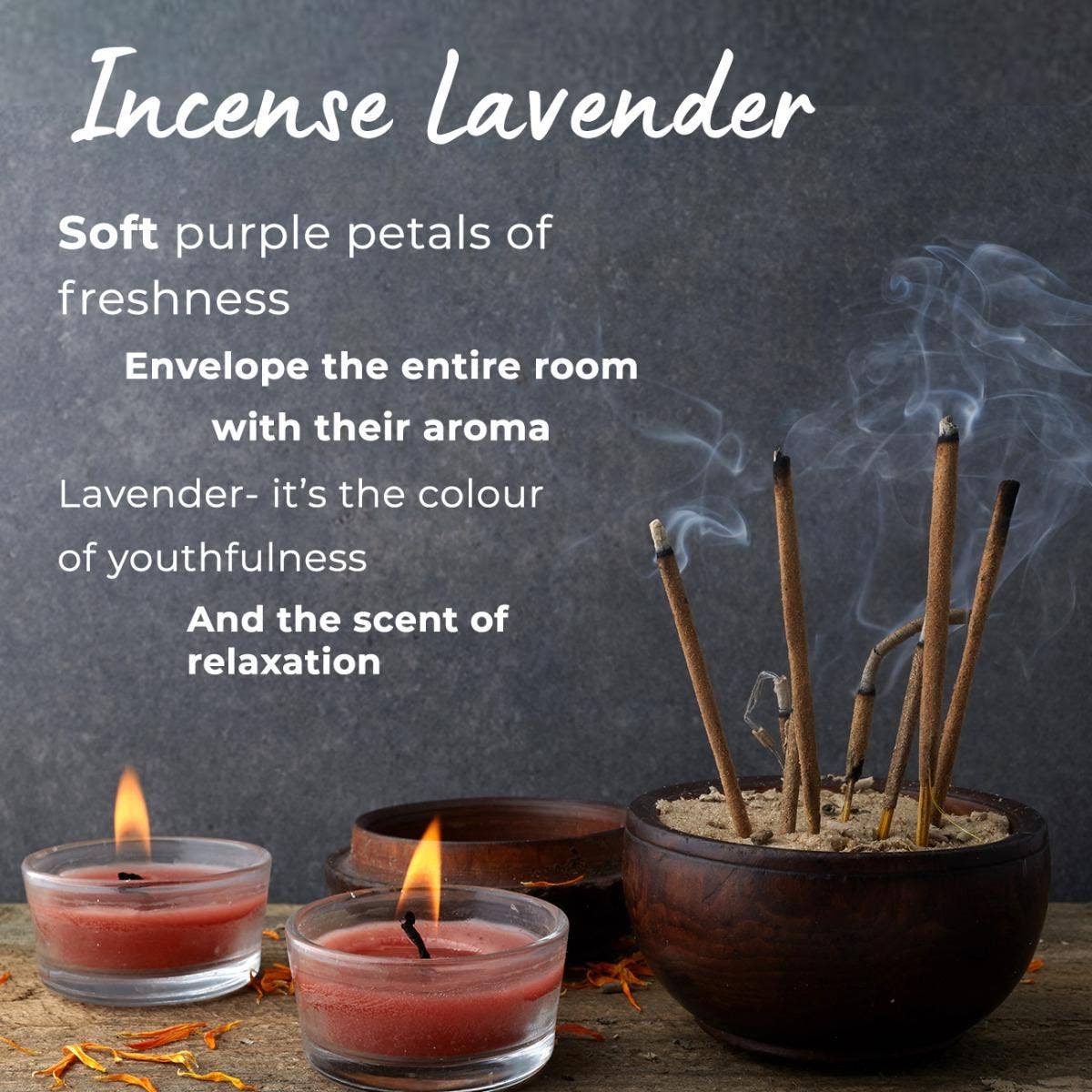 Hand rolled Lavender Incense/Agarbatti (Pack of 10 Sticks). Chemical and toxin free. Ethically sourced. Natural herbs, roots & essential Oils. Long-lasting fragrance.