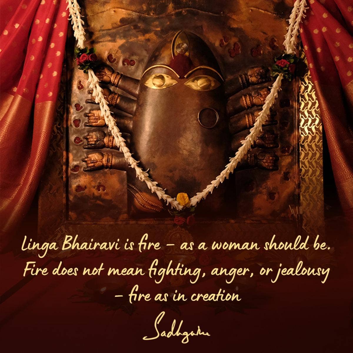 Linga Bhairavi Mukha. Handcrafted copper form. Energized in the abode of Devi at the Velliangiri Foothills