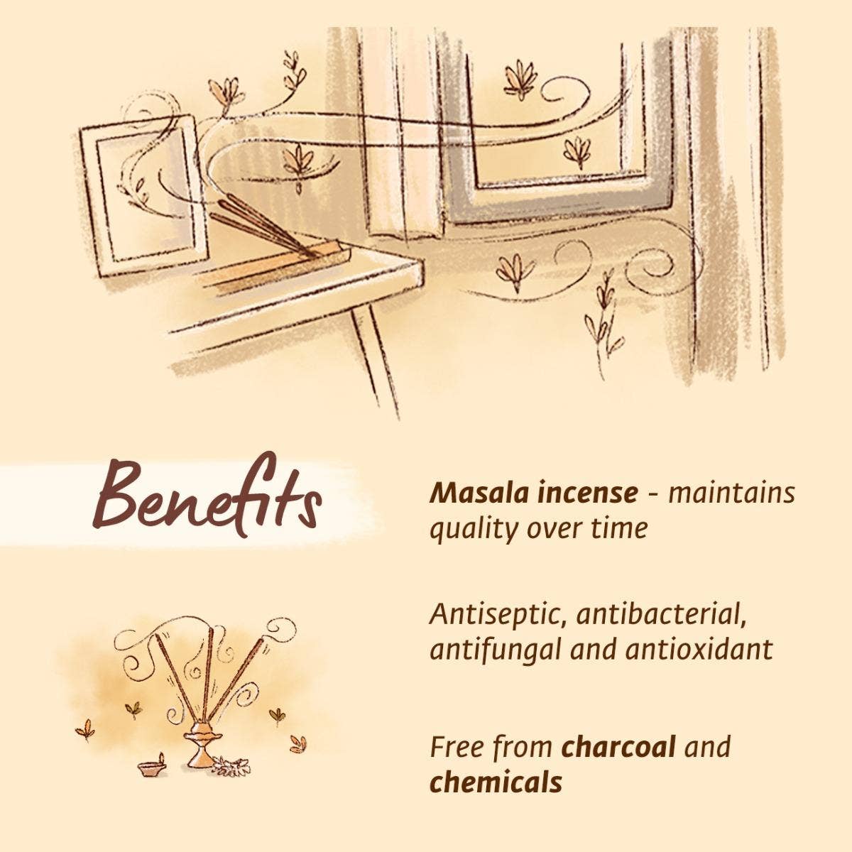 Hand rolled organic Musk (Kasturi) incense/agarbatti (Pack of 10 sticks). Chemical and toxin free. Ethically sourced. Natural herbs, roots & essential oils. Long-lasting fragrance.