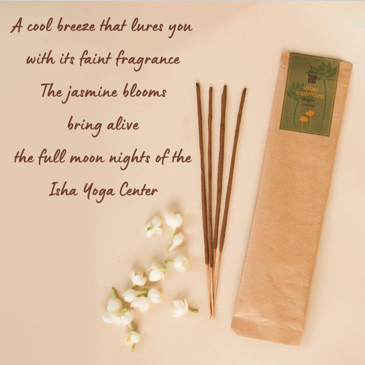 Hand rolled pure Jasmine Incense/Agarbatti. Chemical and toxin free. Ethically sourced. Natural herbs, roots & essential oils. Pack of 10 sticks