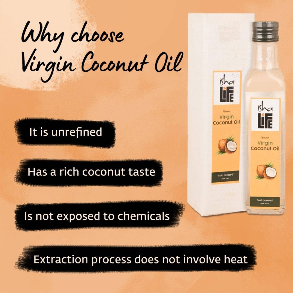 Virgin coconut oil, Traditionally cold-pressed, No additives and preservatives (250ml)