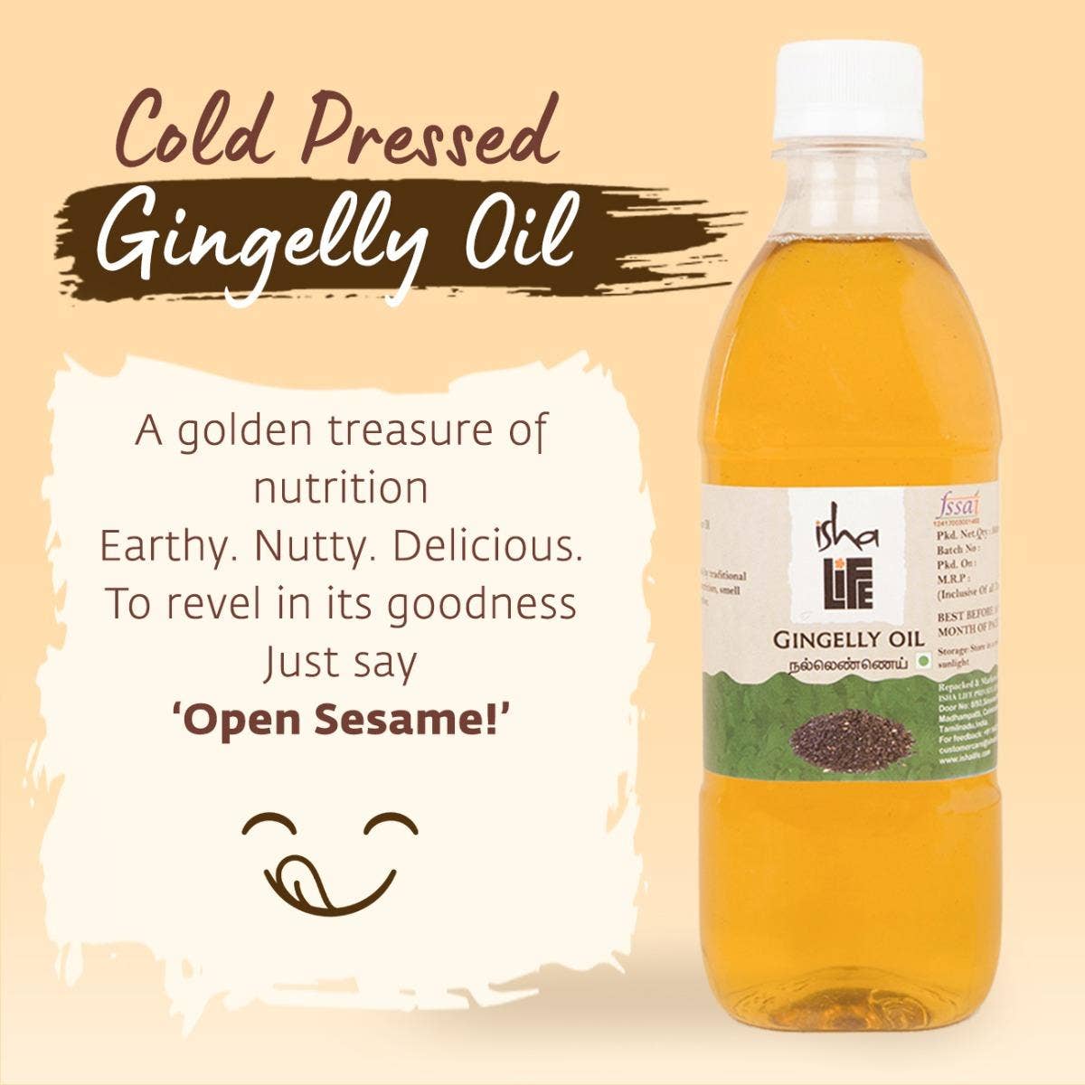 Cold pressed gingelly oil. Pure sesame oil (500 ml)